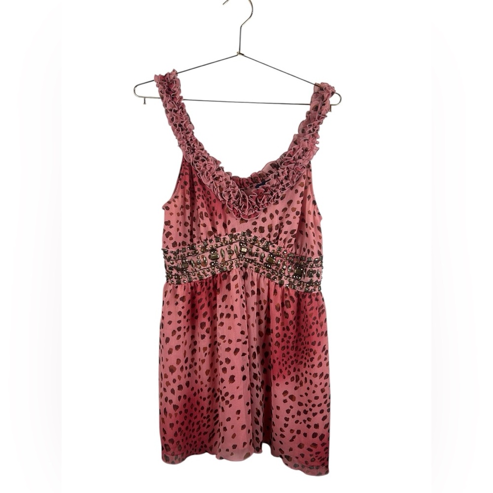 Boston Proper peachy pink leopard print empire waist tank style top